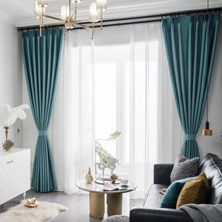 Superthick Turquoise Green Blackout Curtain Drapes 12