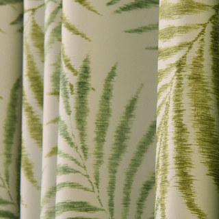 Palm Tree Leaves Green Curtain with Green Border