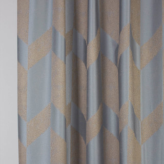 Great Gatsby Luxury Art Deco Grayish Blue Chevron Curtain 3