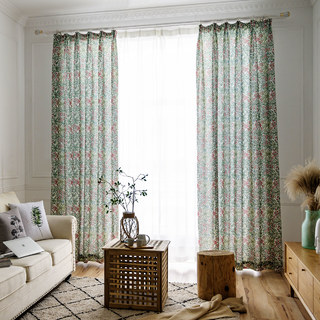 Bringing the Garden Indoors William Morris Green Floral Jute Style Curtain 11