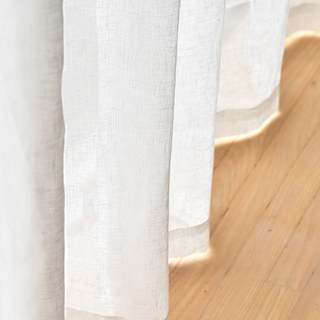 Zen Garden 100% Pure Flax Linen Ivory White Sheer Curtain 2