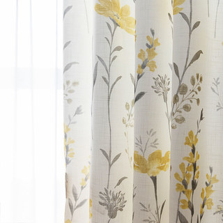 Bringing the Garden Indoors Cream Yellow Floral Jute Style Curtain 1