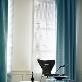 Tuscan Sun Sea Blue Textured Translucent Lightweight Curtain