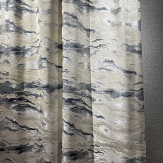 Marble Luxury Jacquard Textured Charcoal & Cream Curtain with Gold Glitter 1