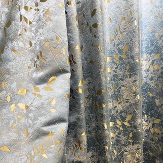 Golden Grove Luxury Jacquard Faux Silk Blue Curtain 6