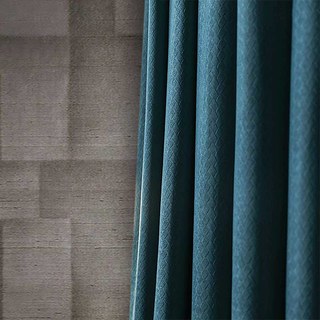Scandinavian Basketweave Textured Teal Velvet Blackout Curtains 1